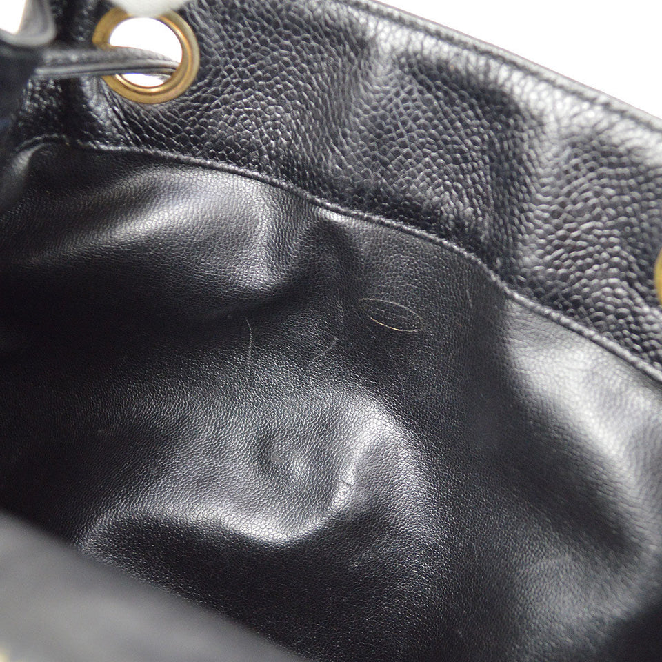 CHANEL 1991-1994 Triple CC Backpack Black Caviar