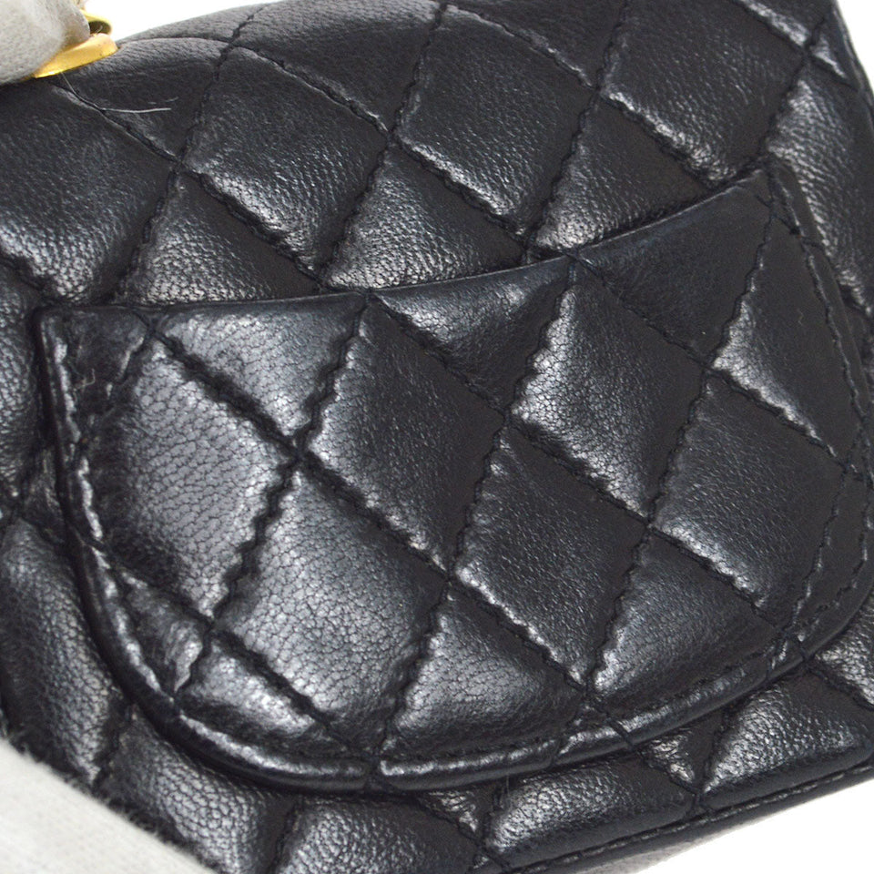CHANEL 1990s Black Lambskin Belt Bag Micro