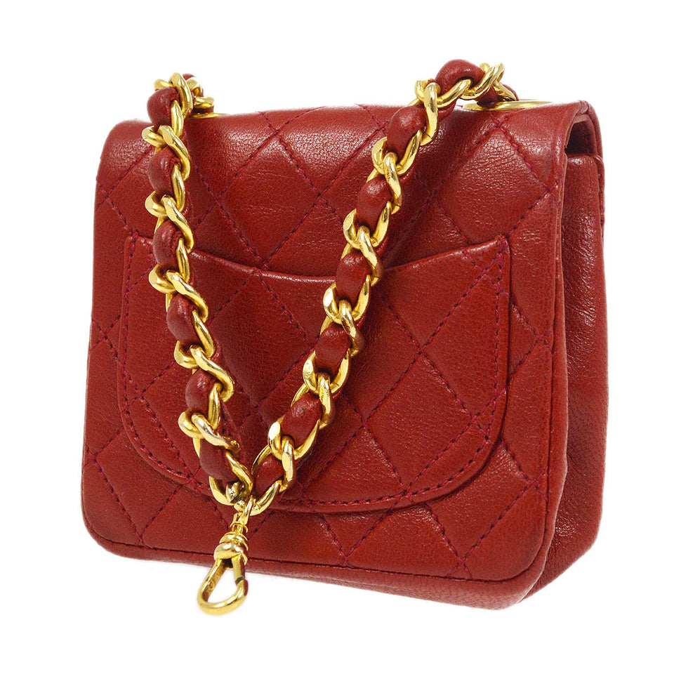 CHANEL 1990s Red Lambskin Belt Bag Micro