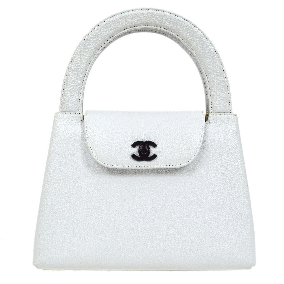 CHANEL 1997-1999 Handbag White Caviar