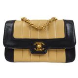 CHANEL 1991-1994 Vertical Border Flap Mini Beige Lambskin
