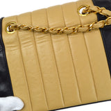 CHANEL 1991-1994 Vertical Border Flap Mini Beige Lambskin