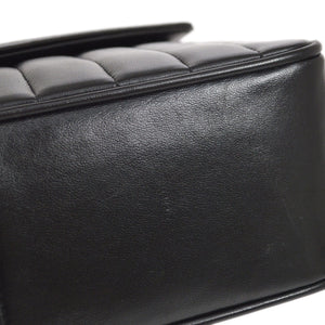 CHANEL★ 1991-1994 Black Lambskin Chevron Letter Flap Bag Small 14355