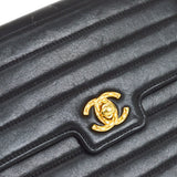 CHANEL 1991-1994 Black Lambskin horizontal Flap Bag