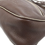 CHANEL 2003-2004 Brown Caviar Embossed Logo Shoulder Bag