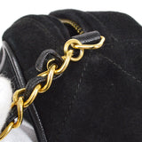 CHANEL 1986-1988 Diamond Camera Bag Mini Black Suede