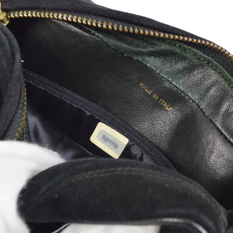 CHANEL 1986-1988 Diamond Camera Bag Mini Black Suede