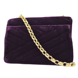CHANEL * 1991-1994 Purple Velvet Rhinestone CC Diagonal Letter Flap Bag