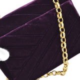 CHANEL * 1991-1994 Purple Velvet Rhinestone CC Diagonal Letter Flap Bag