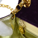 CHANEL * 1991-1994 Purple Velvet Rhinestone CC Diagonal Letter Flap Bag