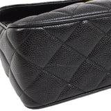 CHANEL 1994-1996 Big CC Straight Flap Bag Medium Black Caviar