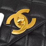 CHANEL 1994-1996 Big CC Straight Flap Bag Medium Black Caviar