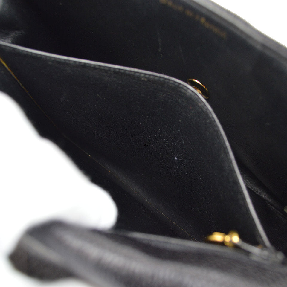 CHANEL 1994-1996 Big CC Straight Flap Bag Medium Black Caviar