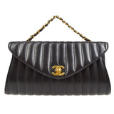 CHANEL 1994-1996 Black Lambskin Vertical Evening Bag