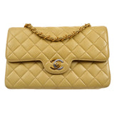 CHANEL 1996-1997 Paris Limited Round Double Flap Small Beige Lambskin