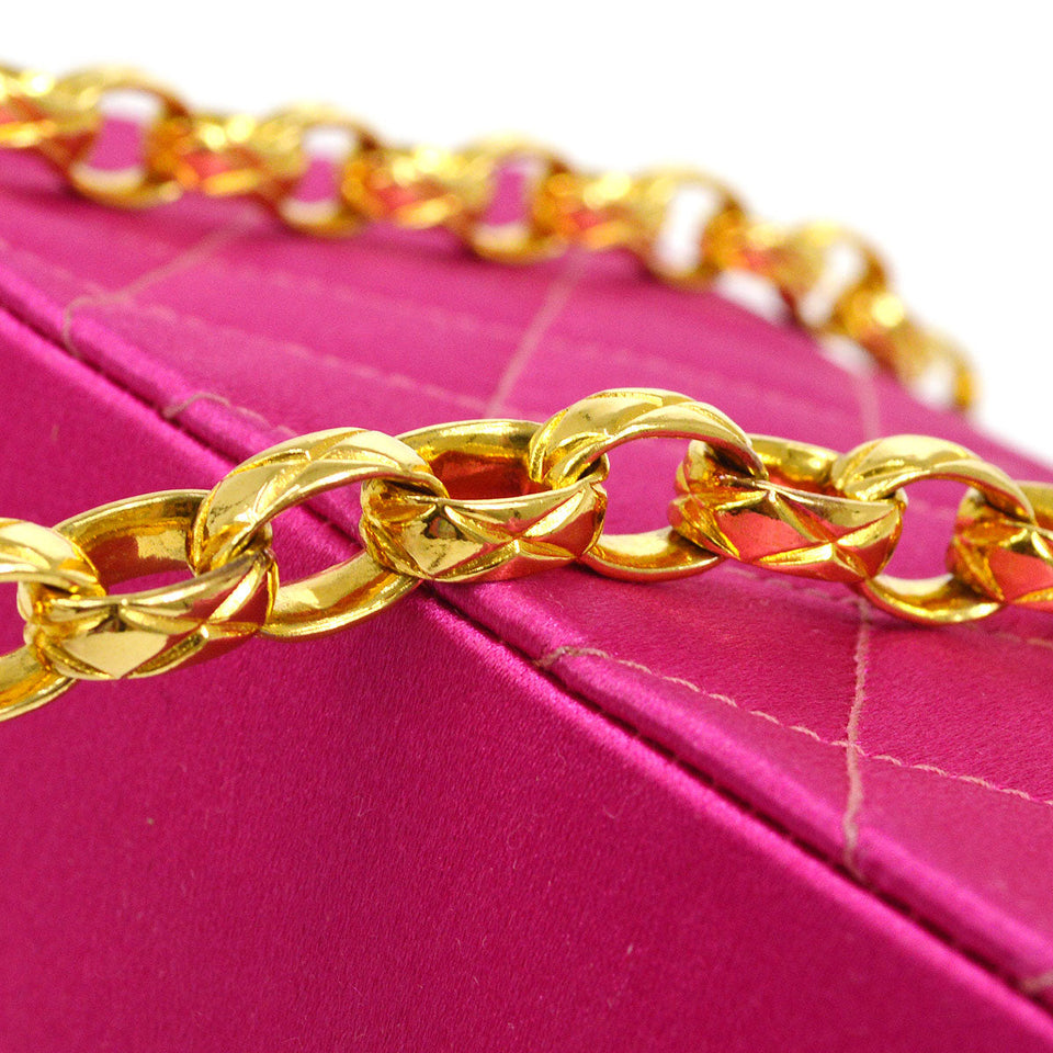 CHANEL * 1989-1991 Pink Satin Border Flap Mini