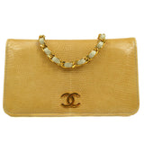 CHANEL * 1986-1988 Beige Pushlock Full Flap Mini