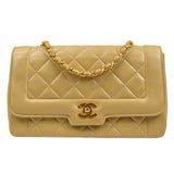 CHANEL 1986-1988 Beige Lambskin Border Flap Medium