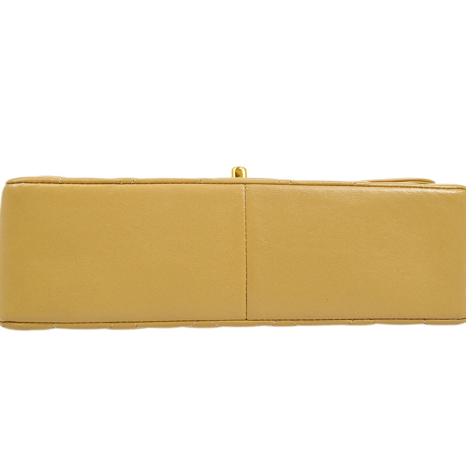 CHANEL 1986-1988 Beige Lambskin Border Flap Medium