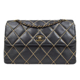 CHANEL 2000-2001 Gunmetal Hardware Wild Stitch Straight Flap Large