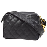 CHANEL 1991-1994 Black Caviar Diamond Camera Bag Mini