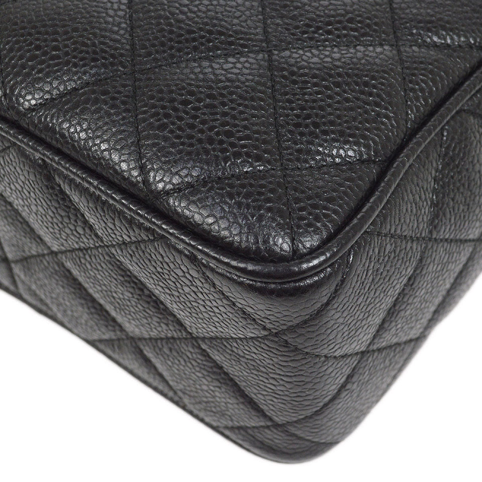 CHANEL 1991-1994 Black Caviar Diamond Camera Bag Mini