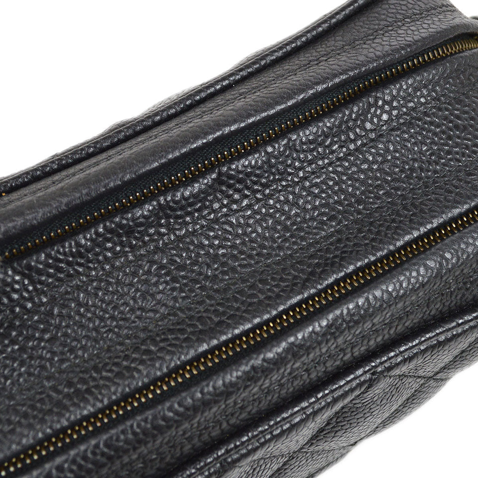 CHANEL 1991-1994 Black Caviar Diamond Camera Bag Mini