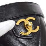 CHANEL 1996-1997 Black Caviar Chevron Vanity Handbag