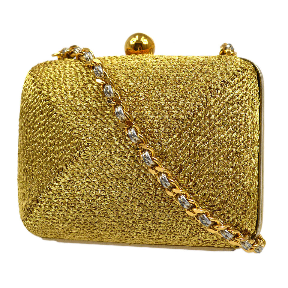 CHANEL 1998 Woven Evening Bag Gold