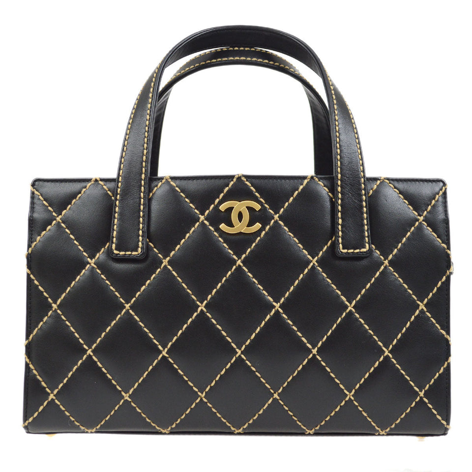 CHANEL 2004 Black Calfskin Wild Stitch Handbag
