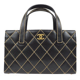 CHANEL 2004 Black Calfskin Wild Stitch Handbag
