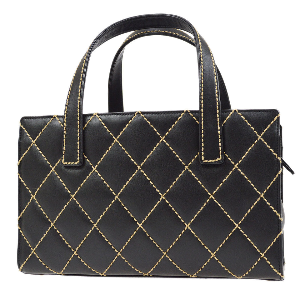 CHANEL 2004 Black Calfskin Wild Stitch Handbag