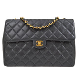 CHANEL 2000-2001 Classic Flap Jumbo Black Caviar