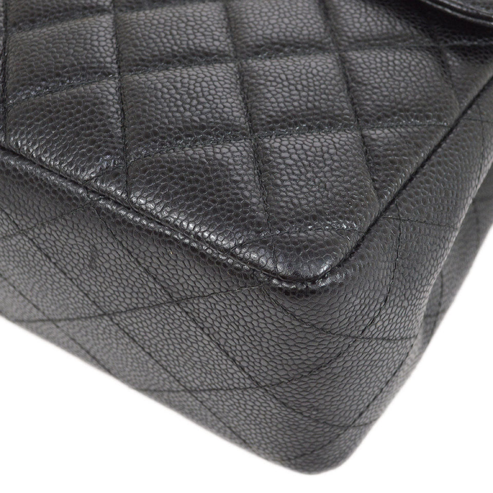 CHANEL 2000-2001 Classic Flap Jumbo Black Caviar