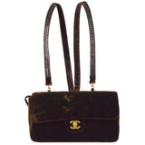 CHANEL 1994-1996 Brown Velvet Classic Flap Backpack Medium
