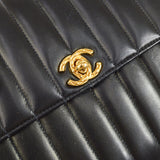 CHANEL 1991-1994 Black Lambskin Vertical Flap Bag Small