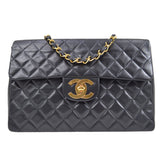 CHANEL 1995 Black Lambskin Classic Flap Maxi