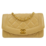 CHANEL 1989-1991 Beige Lambskin Diana Flap Small