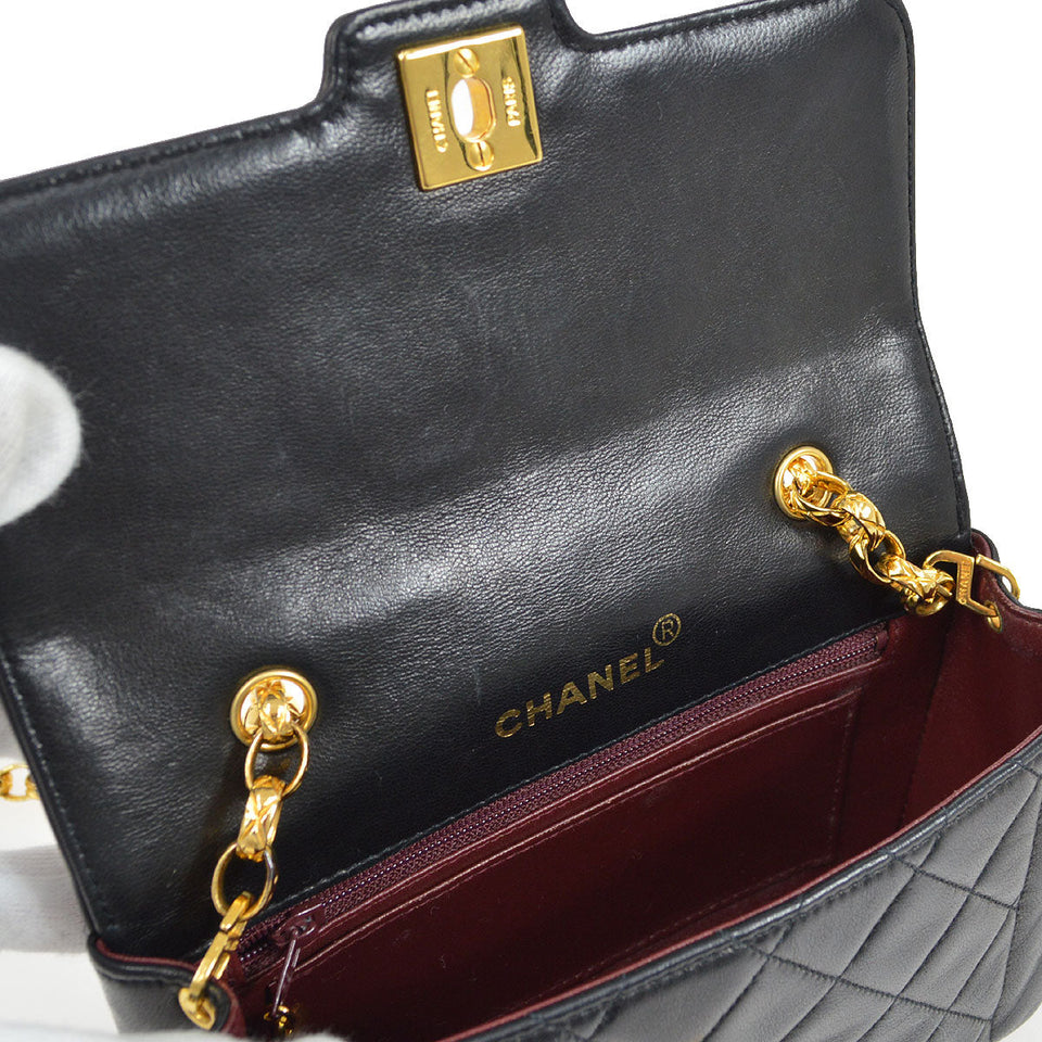 CHANEL 1991-1994 Border Flap Mini Black Lambskin