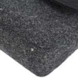 CHANEL 1989-1991 Black Satin Grey Wool Straight Flap Mini