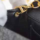 CHANEL 1989-1991 Black Satin Grey Wool Straight Flap Mini