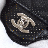 CHANEL 2007 Black Lambskin Perforated Classic Flap Micro