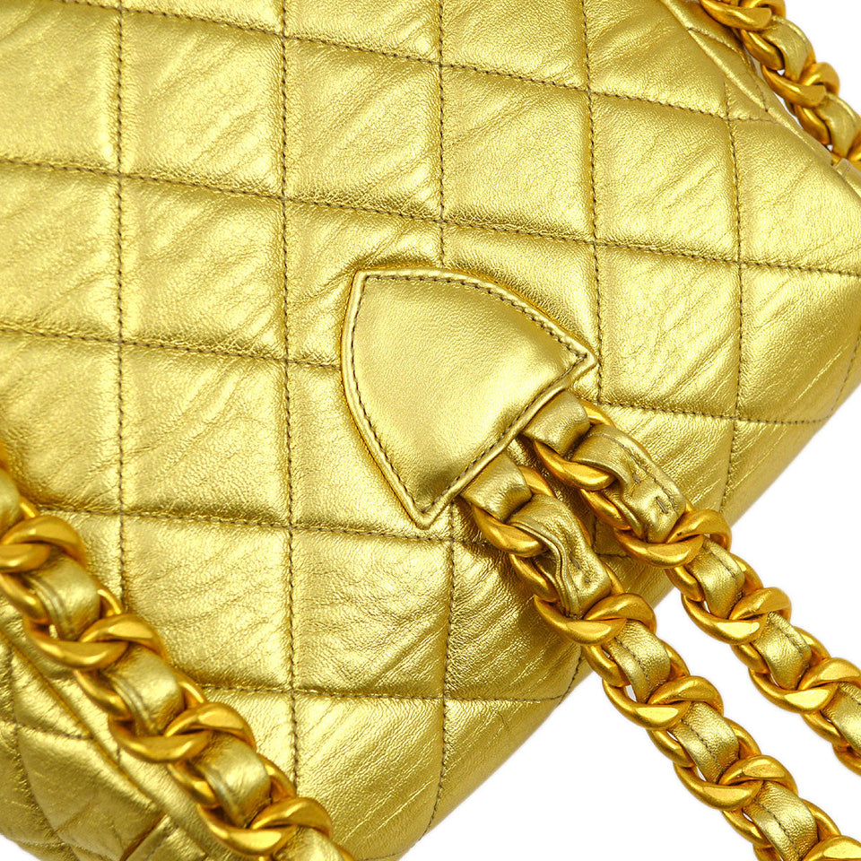 CHANEL 1991-1994 DUMA Backpack Medium Gold Lambskin 34093