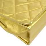 CHANEL 1989-1991 Gold Lambskin Diamond Full Flap