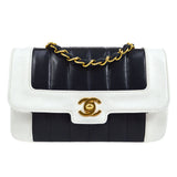CHANEL 1991-1994 Vertical Border Flap Mini Navy Lambskin