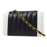 CHANEL 1991-1994 Vertical Border Flap Mini Navy Lambskin