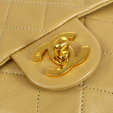 CHANEL 1989-1991 Beige Lambskin Classic Square Flap 17