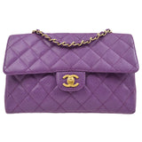 CHANEL * 2000-2001 Classic Single Flap Medium Purple Caviar