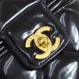 CHANEL 1995 Crystal Vanity Handbag Black Patent Leather