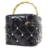 CHANEL 1995 Crystal Vanity Handbag Black Patent Leather